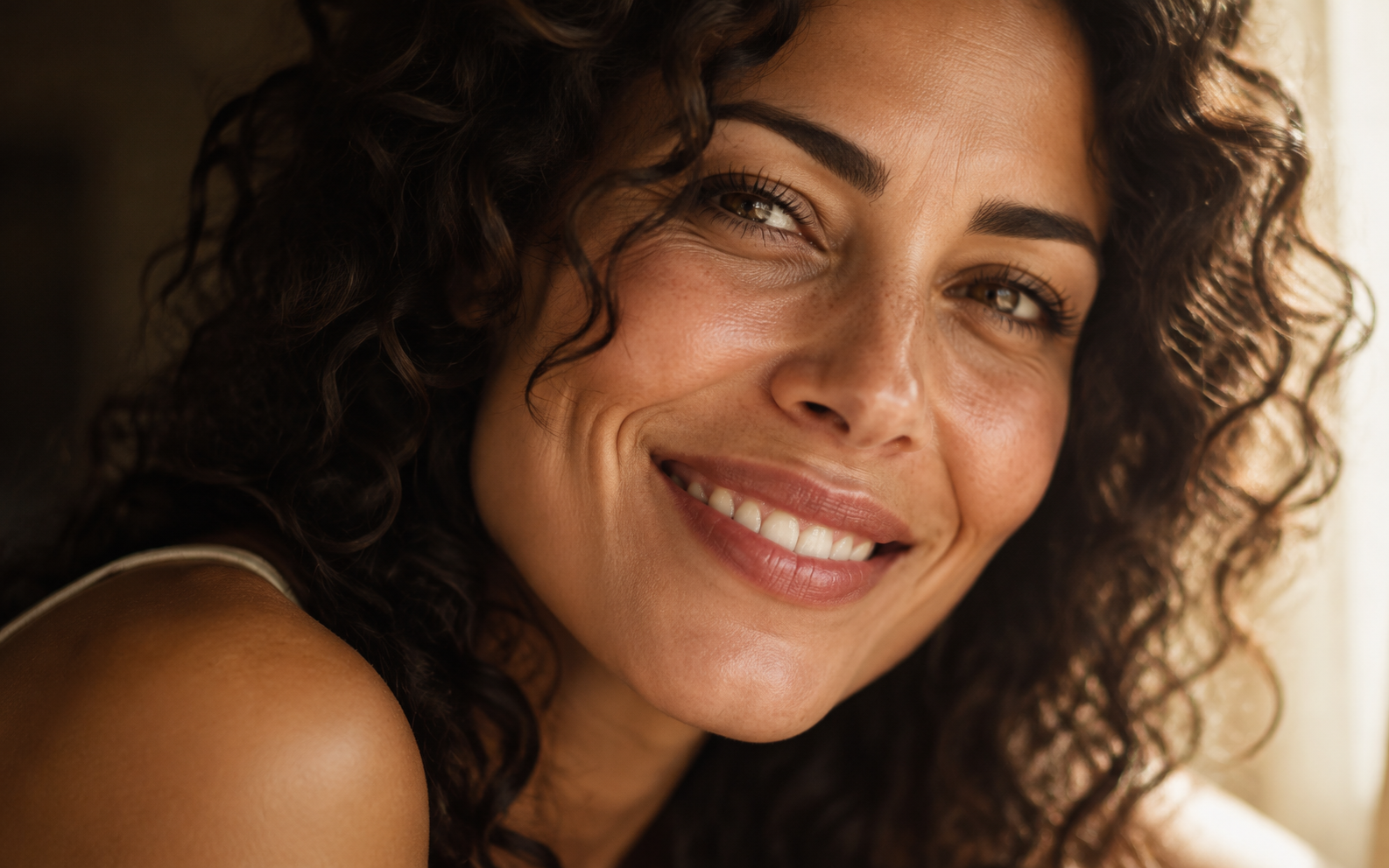 Smiling woman in warm natural light